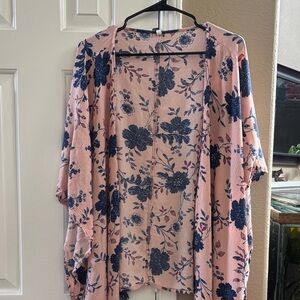 Lane Bryant Pink and Blue Floral Wrap